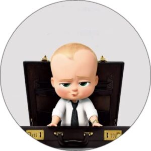 Cialda per torta tema BABY BOSS stampa alimentare personalizzabile Gluten Free rotonda img 1