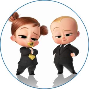 Cialda per torta tema BABY BOSS stampa alimentare personalizzabile Gluten Free rotonda img 4