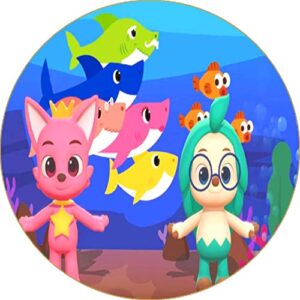 Cialda per torta tema BABY SHARK stampa alimentare personalizzabile Gluten Free rotonda 13