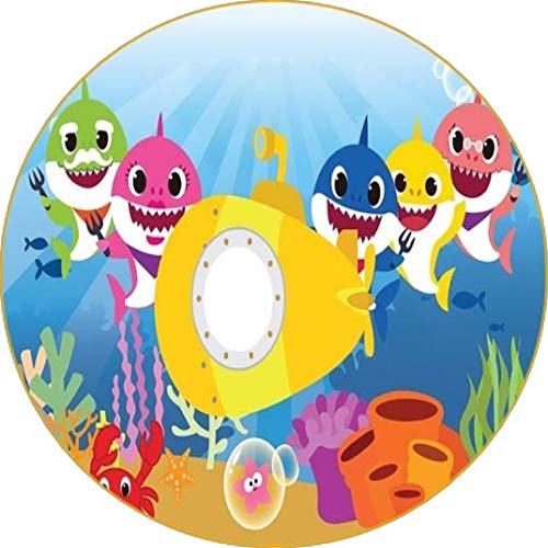 Cialda per torta tema BABY SHARK stampa alimentare personalizzabile Gluten Free rotonda 2