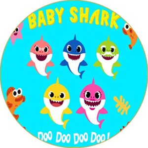 Cialda per torta tema BABY SHARK stampa alimentare personalizzabile Gluten Free rotonda 9