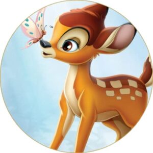 Cialda per torta tema BAMBI stampa alimentare personalizzabile Gluten Free rotonda img 1