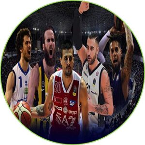 Cialda per torta tema BASKET PALLACANESTRO stampa alimentare personalizzabile Gluten Free rotonda img 1