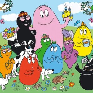 Cialda per torta tema Barbapapà stampa alimentare personalizzabile Gluten Free rettangolare img 1