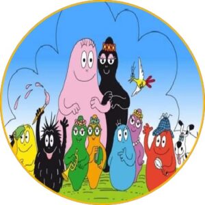 Cialda per torta tema Barbapapà stampa alimentare personalizzabile Gluten Free rotonda img 5