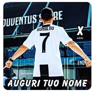 Cialda quadrata per torta CRISTIANO RONALDO CR7 JUVENTUS decorazione alimentare senza glutine personalizzazione grafica inclusa topper cake design img 7 (Ostia, 20x20 cm)