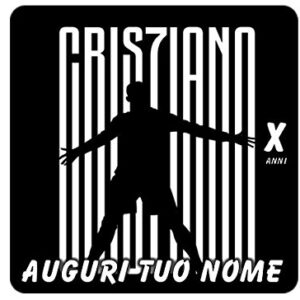 Cialda quadrata per torta CRISTIANO RONALDO CR7 JUVENTUS decorazione alimentare senza glutine personalizzazione grafica inclusa topper cake design img 1 (Ostia, 16x16 cm)
