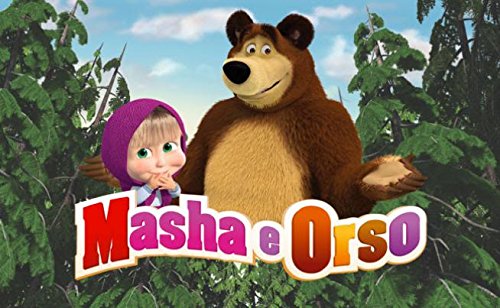Cialda rettangolare per torta MASHA E ORSO decorazione alimentare senza glutine personalizzazione grafica inclusa topper cake design img 5 (Pasta di zucchero, 20x25 cm)