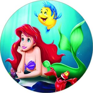 Cialda rotonda per torta ARIEL LA SIRENETTA decorazione alimentare senza glutine personalizzazione grafica inclusa topper cake design img 1 (Ostia, 16 cm)