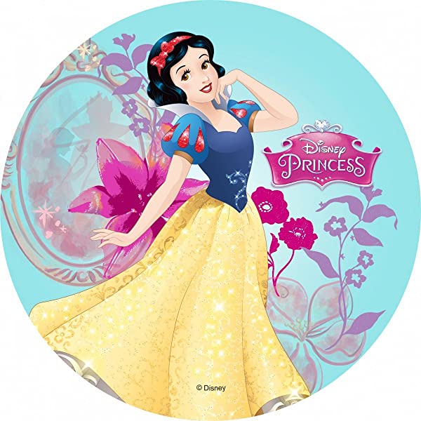 Cialda rotonda per torta BIANCANEVE PRINCIPESSE DISNEY decorazione alimentare senza glutine personalizzazione grafica inclusa topper cake design img 11 (Pasta di zucchero, 16 cm)