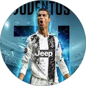 Cialda rotonda per torta CRISTIANO RONALDO CR7 JUVENTUS decorazione alimentare senza glutine personalizzazione grafica inclusa topper cake design img 8 (Ostia, 20 cm)