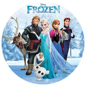 Cialda rotonda per torta FROZEN decorazione alimentare senza glutine personalizzazione grafica inclusa topper cake design img 9 (Pasta di zucchero, 20 cm)