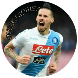 Cialda rotonda per torta HAMSIK NAPOLI CALCIO decorazione alimentare senza glutine personalizzazione grafica inclusa topper cake design img 1 (Ostia, 18 cm)