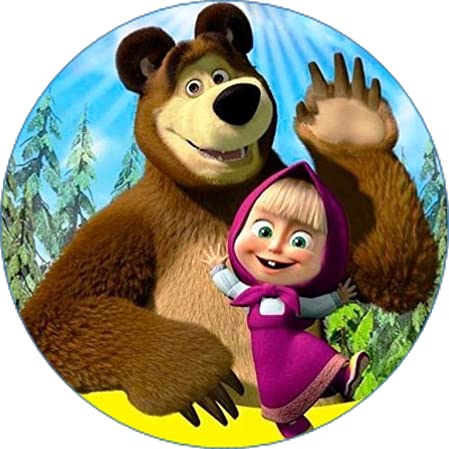 Cialda rotonda per torta MASHA E ORSO decorazione alimentare senza glutine personalizzazione grafica inclusa topper cake design img 9 (Pasta di zucchero, 18 cm)