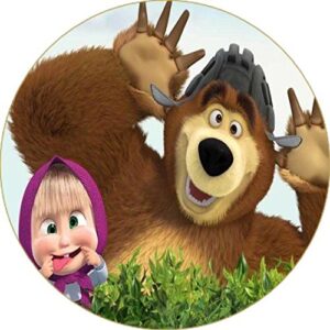 Cialda rotonda per torta MASHA E ORSO decorazione alimentare senza glutine personalizzazione grafica inclusa topper cake design img 5 (Ostia, 20 cm)