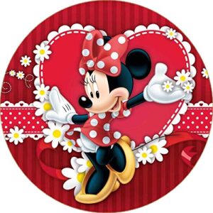 Cialda rotonda per torta MINNIE TOPOLINA decorazione alimentare senza glutine personalizzazione grafica inclusa topper cake design img 7