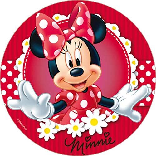 Cialda rotonda per torta MINNIE TOPOLINA decorazione alimentare senza glutine personalizzazione grafica inclusa topper cake design img 2 (Pasta di zucchero, 20 cm)