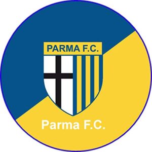 Cialda rotonda per torta PARMA CALCIO decorazione alimentare senza glutine personalizzazione grafica inclusa topper cake design (Pasta di zucchero, 16 cm)