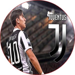 Cialda rotonda per torta PAULO DYBALA Juventus decorazione alimentare senza glutine personalizzazione grafica inclusa topper cake design img 11 (Ostia, 20 cm)