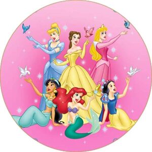 Cialda rotonda per torta PRINCIPESSE DISNEY decorazione alimentare senza glutine personalizzazione grafica inclusa topper cake design img 3