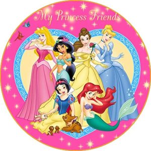 Cialda rotonda per torta PRINCIPESSE DISNEY decorazione alimentare senza glutine personalizzazione grafica inclusa topper cake design img 6 (Pasta di zucchero, 16 cm)