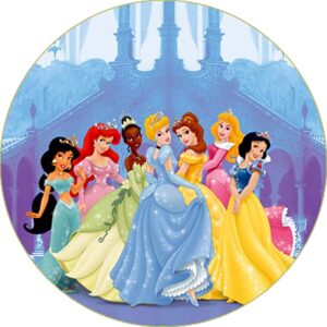 Cialda rotonda per torta PRINCIPESSE DISNEY decorazione alimentare senza glutine personalizzazione grafica inclusa topper cake design img 4 (Pasta di zucchero, 18 cm)