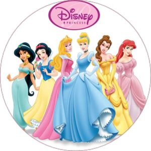 Cialda rotonda per torta PRINCIPESSE DISNEY decorazione alimentare senza glutine personalizzazione grafica inclusa topper cake design img 7 (Ostia, 16 cm)