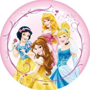 Cialda rotonda per torta PRINCIPESSE DISNEY decorazione alimentare senza glutine personalizzazione grafica inclusa topper cake design img 9 (Pasta di zucchero, 16 cm)