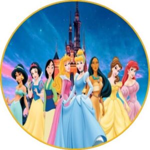 Cialda rotonda per torta PRINCIPESSE DISNEY decorazione alimentare senza glutine personalizzazione grafica inclusa topper cake design img 8