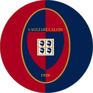 Cialda rotonda per torta SCUDETTO CAGLIARI CALCIO decorazione alimentare senza glutine personalizzazione grafica inclusa topper cake design img 1 (Ostia, 20 cm)
