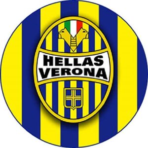 Cialda rotonda per torta SCUDETTO HELLAS VERONA CALCIO decorazione alimentare senza glutine personalizzazione grafica inclusa topper cake design img 1 (Pasta di zucchero, 16 cm)