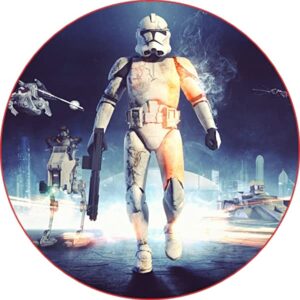 Cialda rotonda per torta STAR WARS STARWARS decorazione alimentare senza glutine personalizzazione grafica inclusa topper cake design Img 3 (Ostia, 18 cm)