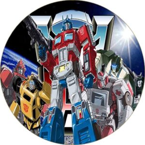 Cialda rotonda per torta TRANSFORMERS decorazione alimentare senza glutine personalizzazione grafica inclusa topper cake design img 6 (Pasta di zucchero, 20 cm)