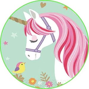 Cialda rotonda per torta UNICORNI UNICORNO decorazione alimentare senza glutine personalizzazione grafica inclusa topper cake design img 03 (Pasta di zucchero, 18 cm)