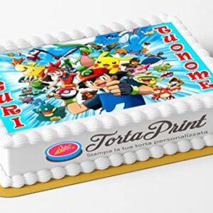 TOPPER CAKE POKEMON Cialda per torta PERSONALIZZATA rettangolare img 1
