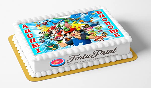 TOPPER CAKE POKEMON Cialda per torta PERSONALIZZATA rettangolare img 1 -  TortaPrint